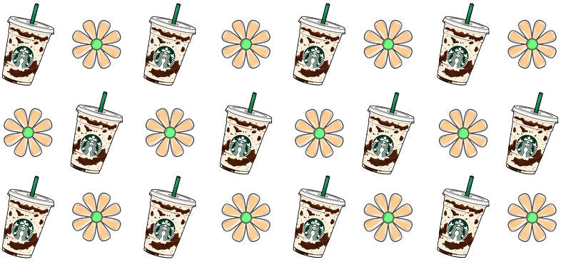 Coffee Shop Style UV DTF Cup Wrap for 16oz Glass Can KA-9972