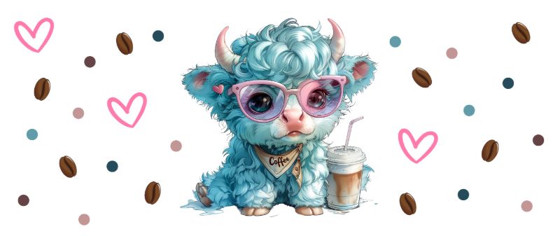 Highland Cow 16oz Glass Cup Can UVDTF Wrap