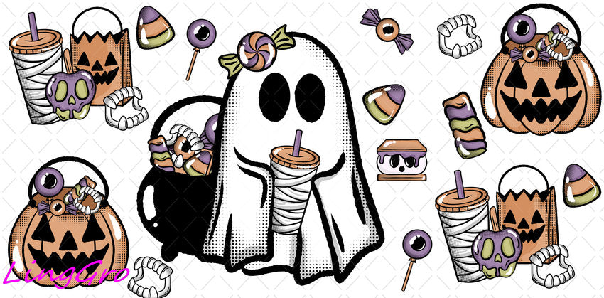 Halloween 16oz UV DTF TRANSFER Libbey Glass Can Cup Wrap-KA-1421