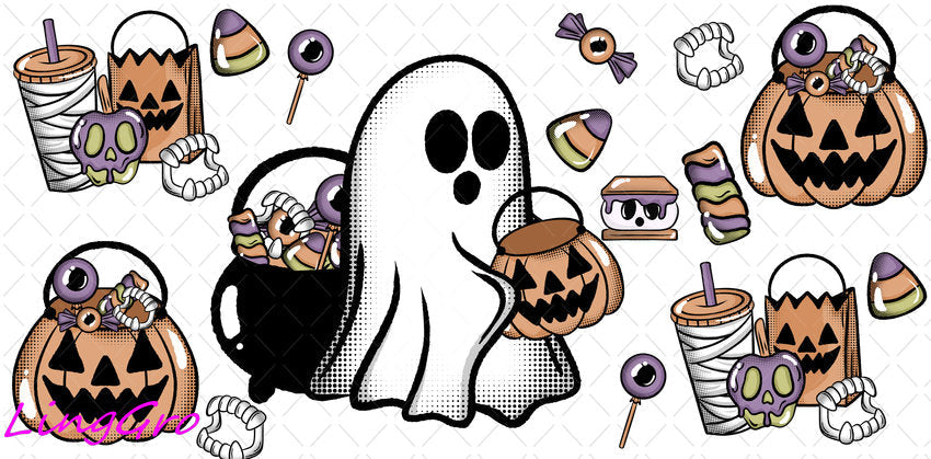 Halloween 16oz UV DTF TRANSFER Libbey Glass Can Cup Wrap-KA-1422