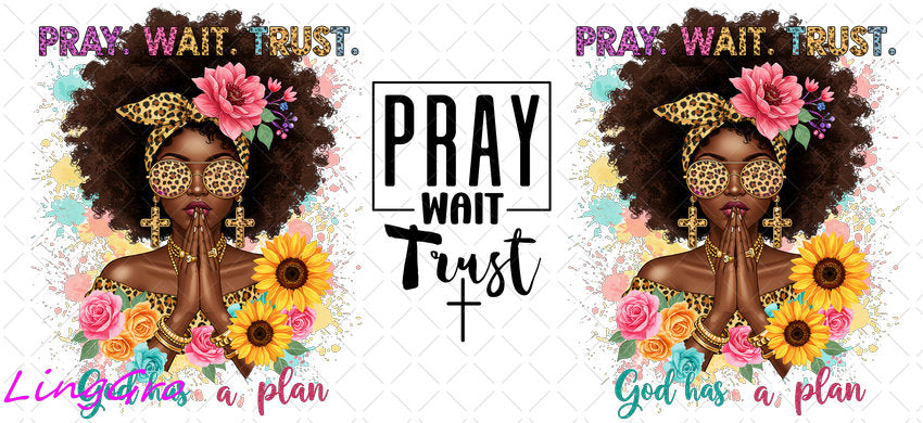 Afro Pray Black Woman 16oz UV DTF TRANSFER Libbey Glass Can Cup Wrap-KA-1505