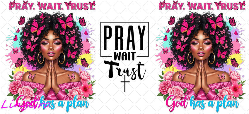 Afro Pray Black Woman 16oz UV DTF TRANSFER Libbey Glass Can Cup Wrap-KA-1507