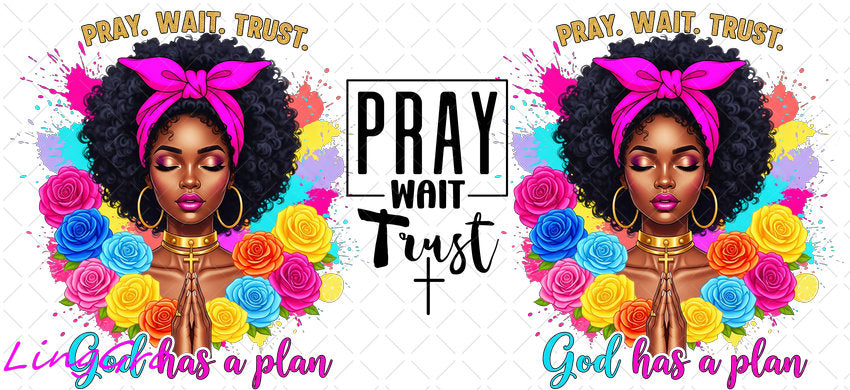 Afro Pray Black Woman 16oz UV DTF TRANSFER Libbey Glass Can Cup Wrap-KA-1510