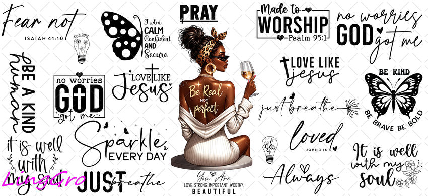 Afro Black Woman 16oz UV DTF TRANSFER Libbey Glass Can Cup Wrap-KA-1515