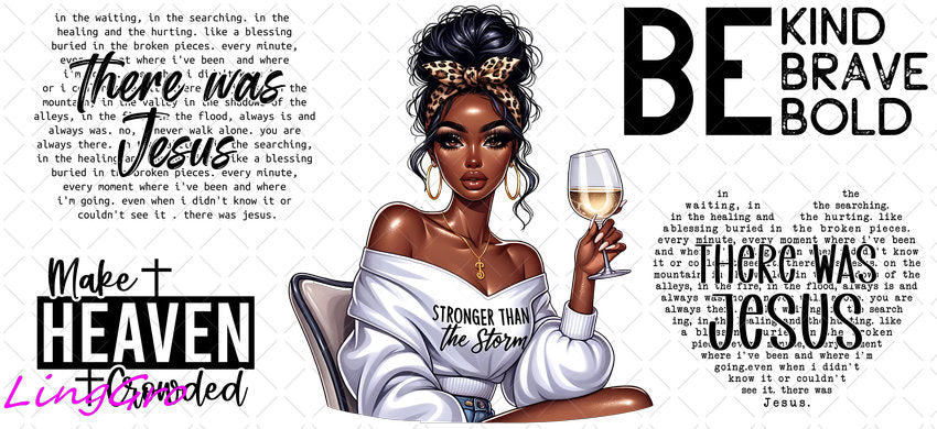 Afro Black Woman 16oz UV DTF TRANSFER Libbey Glass Can Cup Wrap-KA-1521