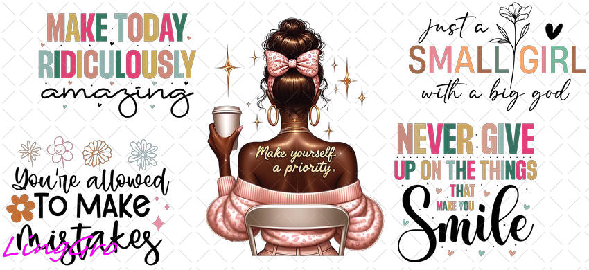 Afro Black Woman 16oz UV DTF TRANSFER Libbey Glass Can Cup Wrap-KA-1522