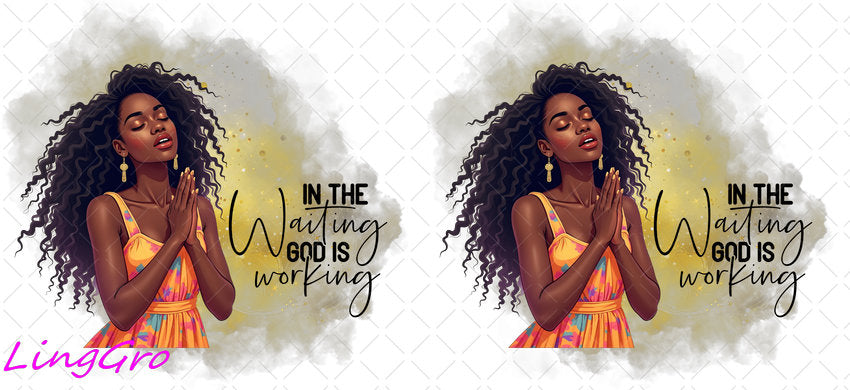 Afro Pray Black Woman 16oz UV DTF TRANSFER Libbey Glass Can Cup Wrap-KA-1532