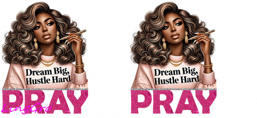 Afro Pray Black Woman 16oz UV DTF TRANSFER Libbey Glass Can Cup Wrap-KA-153