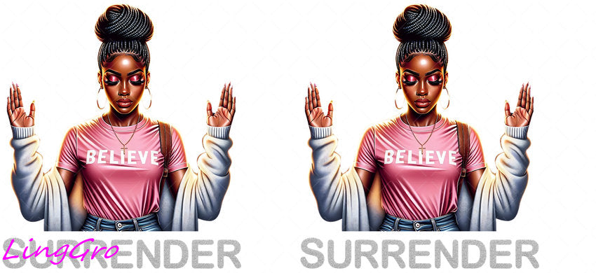 Afro Pray Black Woman 16oz UV DTF TRANSFER Libbey Glass Can Cup Wrap-KA-176