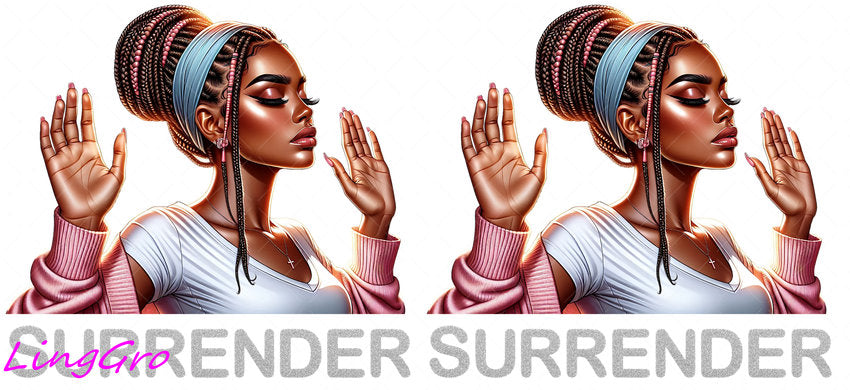 Afro Pray Black Woman 16oz UV DTF TRANSFER Libbey Glass Can Cup Wrap-KA-177