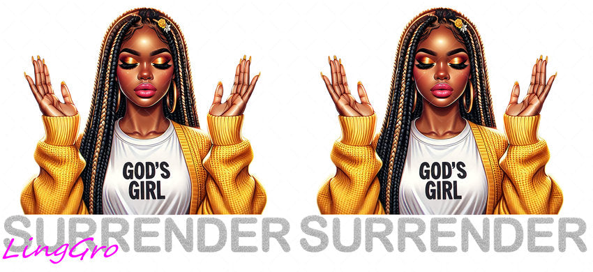 Afro Pray Black Woman 16oz UV DTF TRANSFER Libbey Glass Can Cup Wrap-KA-178