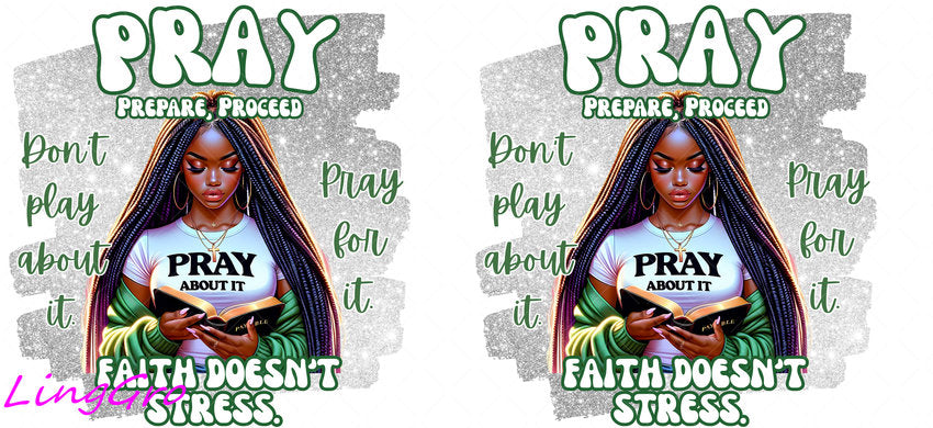 Afro Pray Black Woman 16oz UV DTF TRANSFER Libbey Glass Can Cup Wrap-KA-182