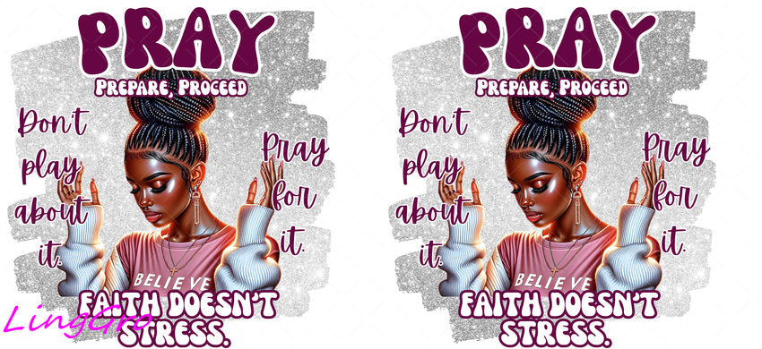 Afro Pray Black Woman 16oz UV DTF TRANSFER Libbey Glass Can Cup Wrap-KA-187
