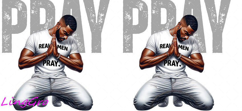 Afro Pray Black Man 16oz UV DTF TRANSFER Libbey Glass Can Cup Wrap-KA-188