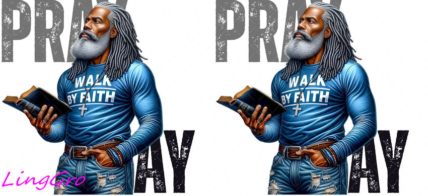 Afro Pray Black Man 16oz UV DTF TRANSFER Libbey Glass Can Cup Wrap-KA-190