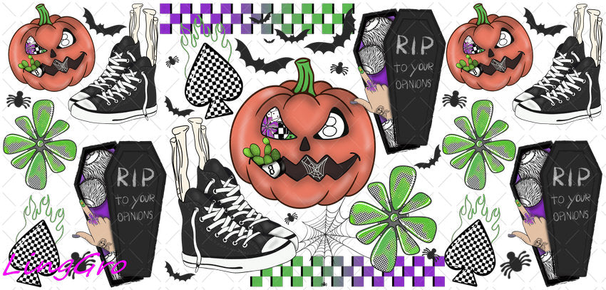 Halloween 16oz UV DTF TRANSFER Libbey Glass Can Cup Wrap-KA-1947
