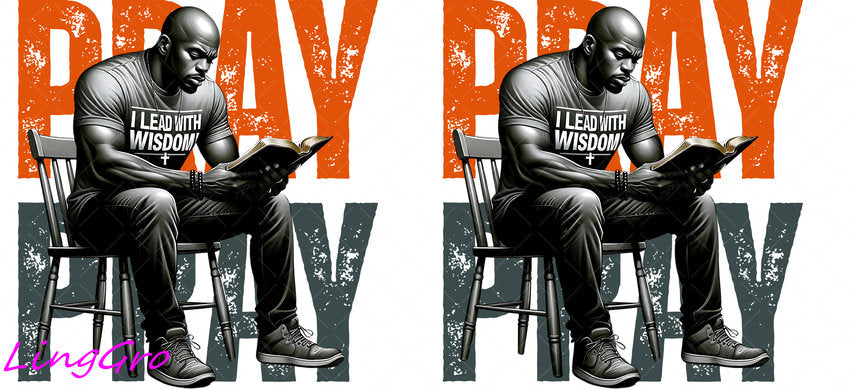 Afro Pray Black Man 16oz UV DTF TRANSFER Libbey Glass Can Cup Wrap-KA-194