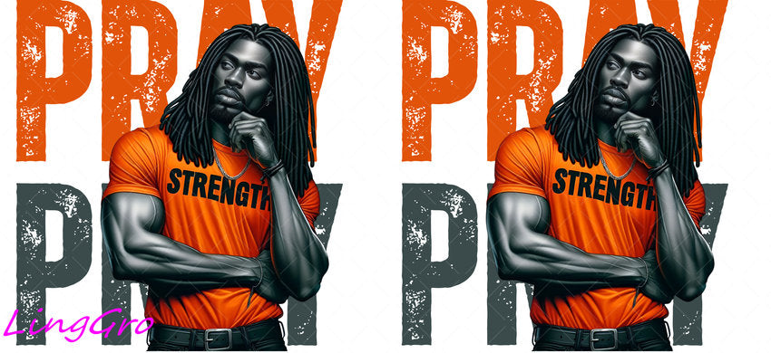 Afro Pray Black Man 16oz UV DTF TRANSFER Libbey Glass Can Cup Wrap-KA-195