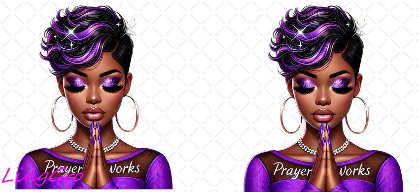 Afro Pray Black Woman 16oz UV DTF TRANSFER Libbey Glass Can Cup Wrap-KA-197