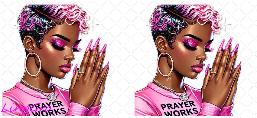 Afro Pray Black Woman 16oz UV DTF TRANSFER Libbey Glass Can Cup Wrap-KA-199