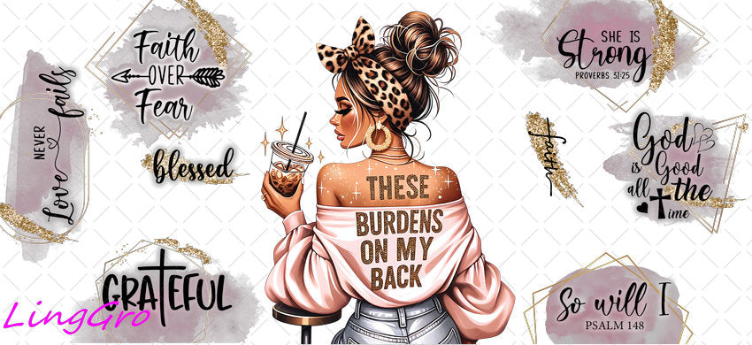 Afro Pray Black Woman 16oz UV DTF TRANSFER Libbey Glass Can Cup Wrap-KA-2030