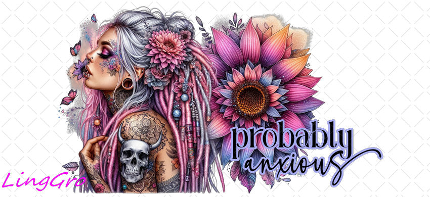 Badass Tattoo Girl 16oz UV DTF TRANSFER Libbey Glass Can Cup Wrap-KA-204