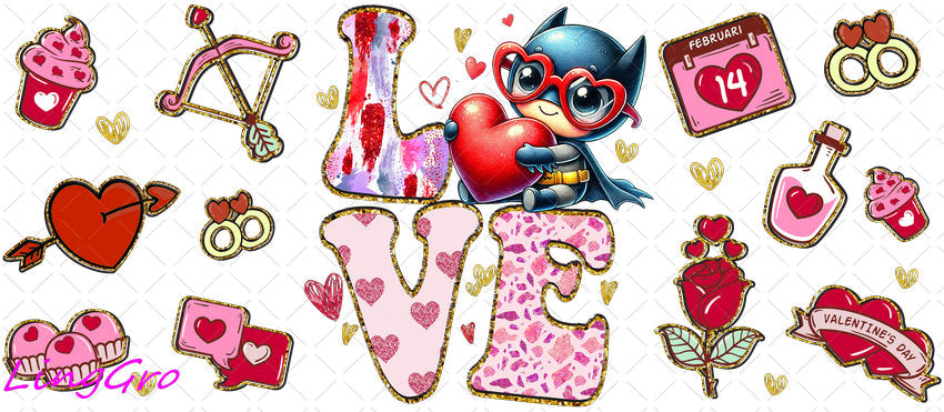 Valentine 16oz UV DTF TRANSFER Libbey Glass Can Cup Wrap-KA-2054