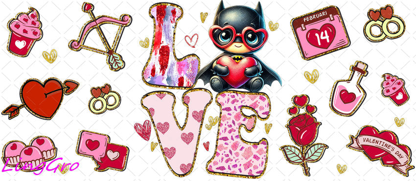 Valentine 16oz UV DTF TRANSFER Libbey Glass Can Cup Wrap-KA-2055