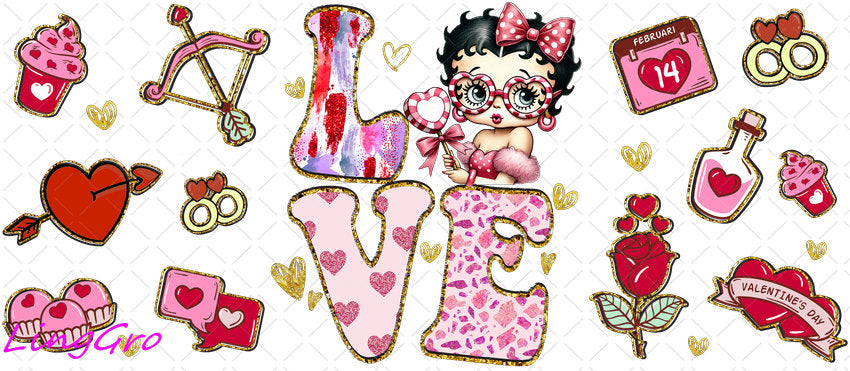 Valentine 16oz UV DTF TRANSFER Libbey Glass Can Cup Wrap-KA-2060