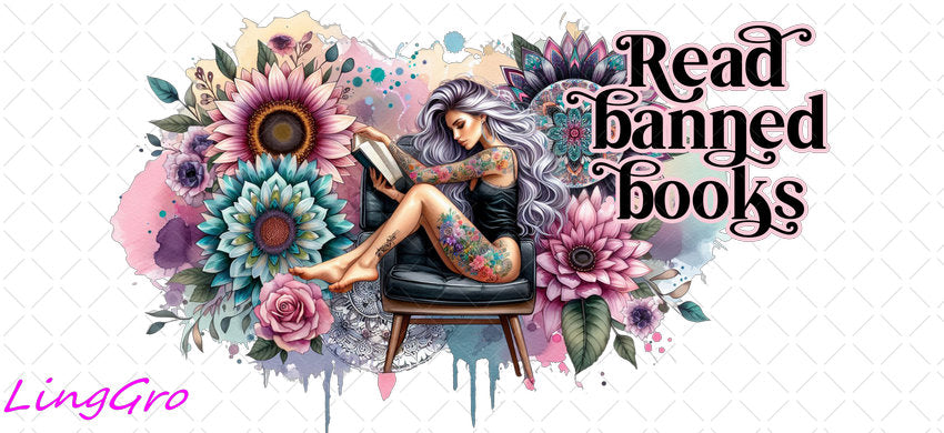 Badass Tattoo Girl 16oz UV DTF TRANSFER Libbey Glass Can Cup Wrap-KA-208