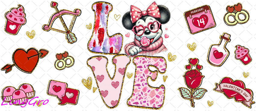 Valentine 16oz UV DTF TRANSFER Libbey Glass Can Cup Wrap-KA-2105
