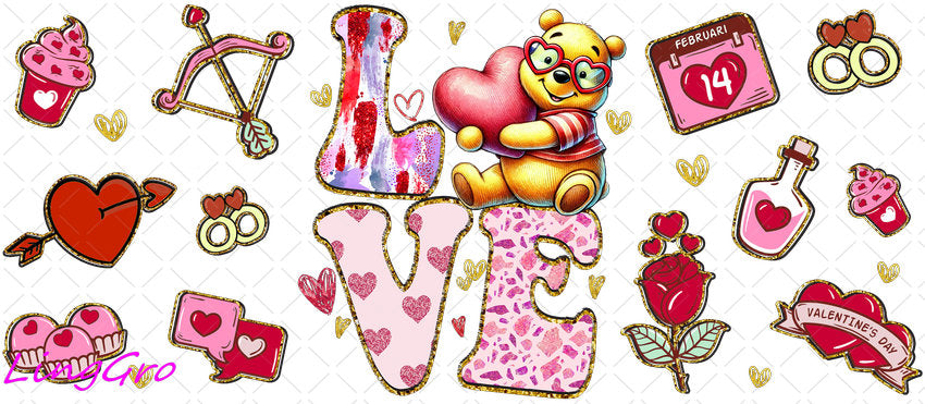 Valentine 16oz UV DTF TRANSFER Libbey Glass Can Cup Wrap-KA-2113