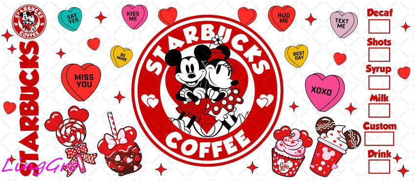 Valentine 16oz UV DTF TRANSFER Libbey Glass Can Cup Wrap-KA-2469