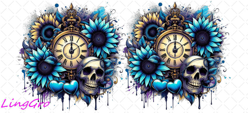 Skull 16oz UV DTF TRANSFER Libbey Glass Can Cup Wrap-KA-250