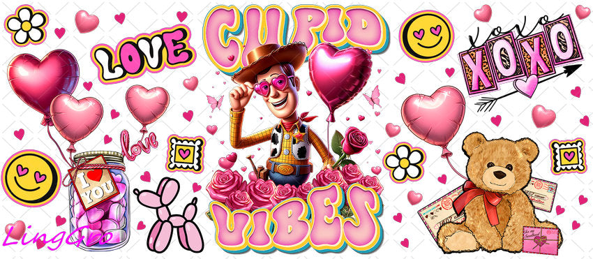 Valentine 16oz UV DTF TRANSFER Libbey Glass Can Cup Wrap-KA-2538