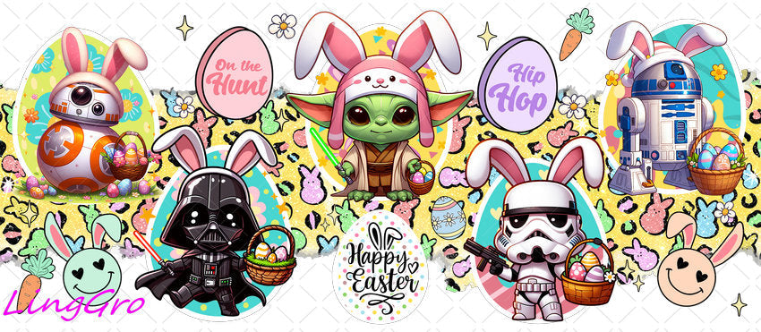Star Wars Easter 16oz UV DTF TRANSFER Libbey Glass Can Cup Wrap-KA-2830