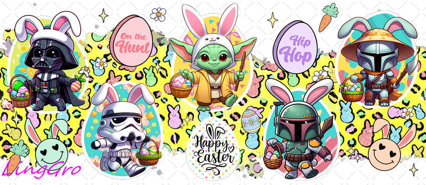 Star Wars Easter 16oz UV DTF TRANSFER Libbey Glass Can Cup Wrap-KA-2832