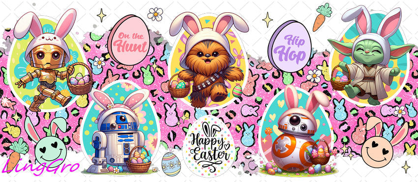 Star Wars Easter 16oz UV DTF TRANSFER Libbey Glass Can Cup Wrap-KA-2837
