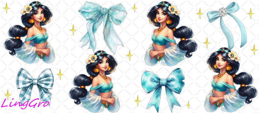 Disney Princess 16oz UV DTF TRANSFER Libbey Glass Can Cup Wrap KA-2978