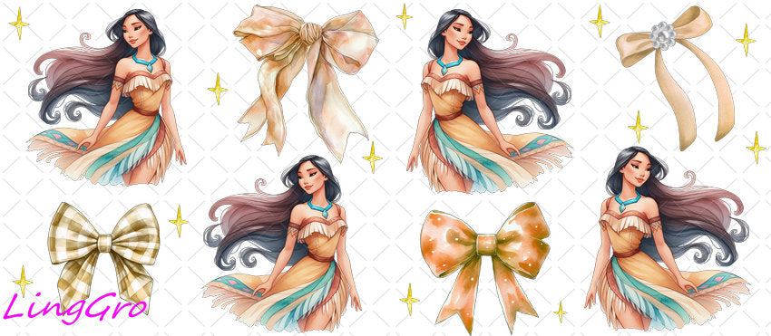 Disney Princess 16oz UV DTF TRANSFER Libbey Glass Can Cup Wrap KA-2985