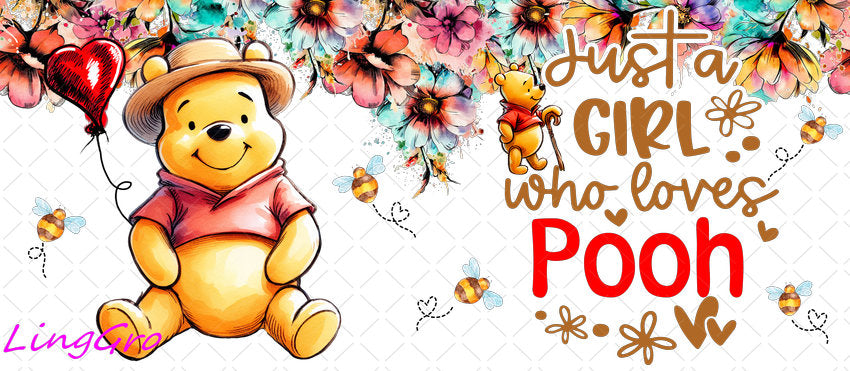 Disney Winnie The Pooh 16oz UV DTF TRANSFER Libbey Glass Can Cup Wrap KA-3032
