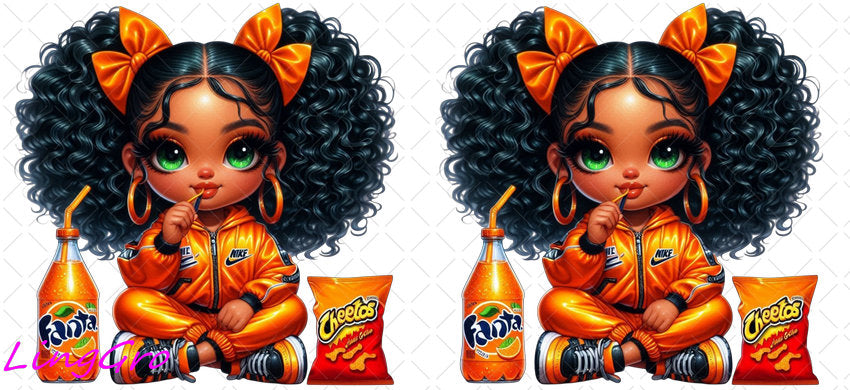 Afro Cute Black Girl 16oz UV DTF TRANSFER Libbey Glass Can Cup Wrap-KA-3253