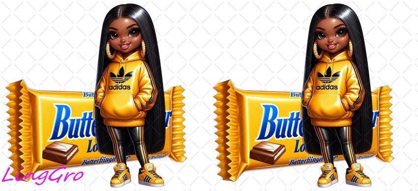 Afro Cute Black Girl 16oz UV DTF TRANSFER Libbey Glass Can Cup Wrap-KA-3255