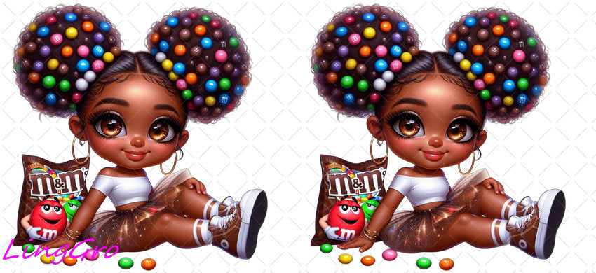 Afro Cute Black Girl 16oz UV DTF TRANSFER Libbey Glass Can Cup Wrap-KA-3260