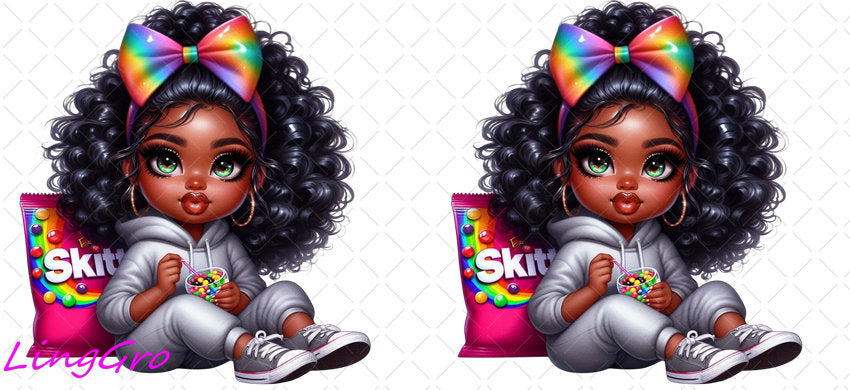 Afro Cute Black Girl 16oz UV DTF TRANSFER Libbey Glass Can Cup Wrap-KA-3263