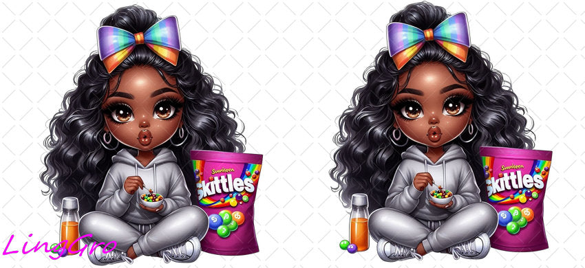 Afro Cute Black Girl 16oz UV DTF TRANSFER Libbey Glass Can Cup Wrap-KA-3265