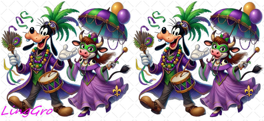 Mardi Gras 16oz UV DTF TRANSFER Libbey Glass Can Cup Wrap-KA-3305