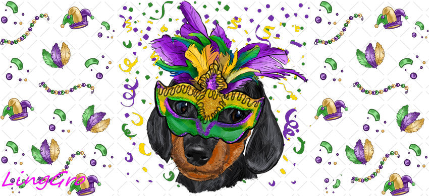 Mardi Gras 16oz UV DTF TRANSFER Libbey Glass Can Cup Wrap-KA-3321