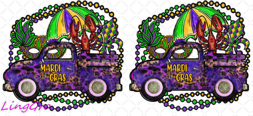 Mardi Gras 16oz UV DTF TRANSFER Libbey Glass Can Cup Wrap-KA-3338
