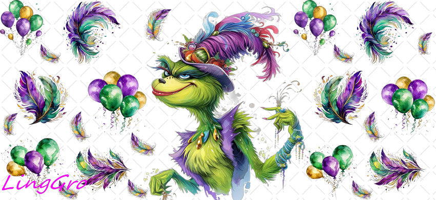 Mardi Gras 16oz UV DTF TRANSFER Libbey Glass Can Cup Wrap-KA-3354